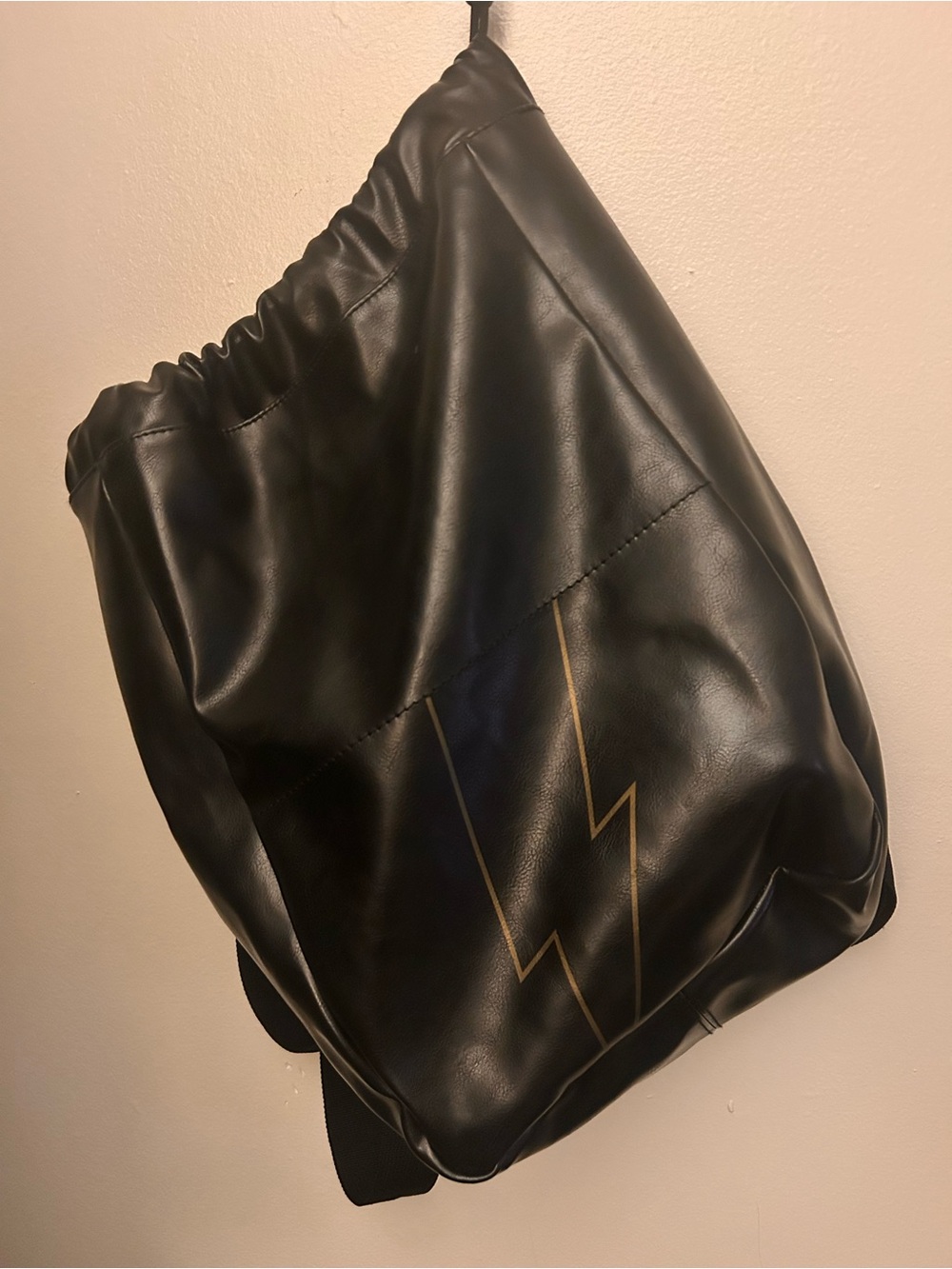 Carolina Herrera Black Leather Backpack with Gold Accent
